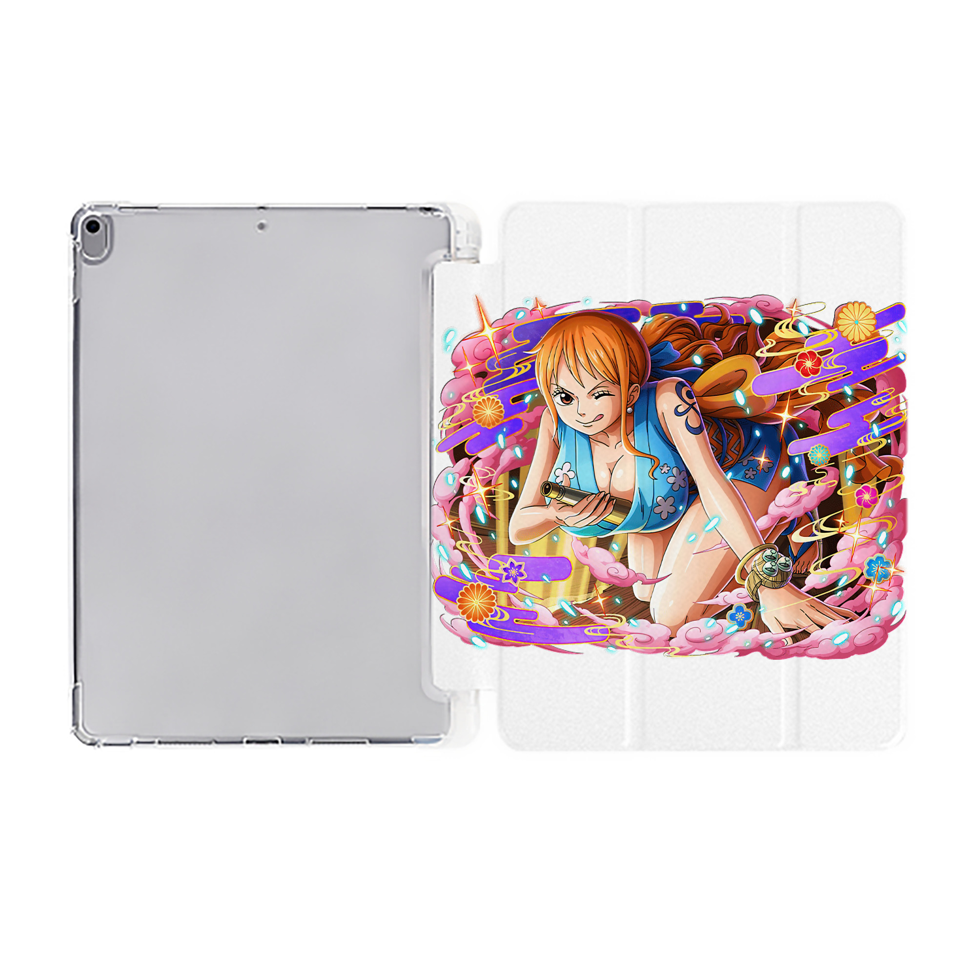 （画像用） ワンピース ナミ ONE PIECE Nami IPad ケース ペン収納付き 三つ折りスタンド PUレザー×シリコン 対応機種9.5/10.5/10.9インチ